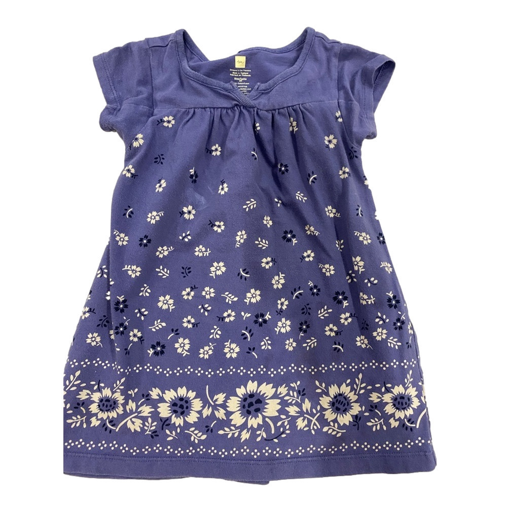 Tea collection 100% cotton blue/ purple dress size 2t